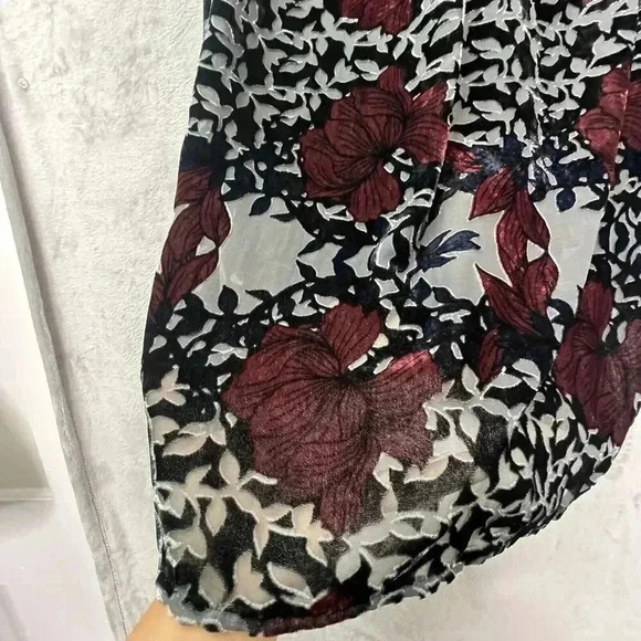 Abercrombie & Fitch Mini Dress S Floral Burnout Lined Black Burgundy Whimsigoth - Picture 6 of 14
